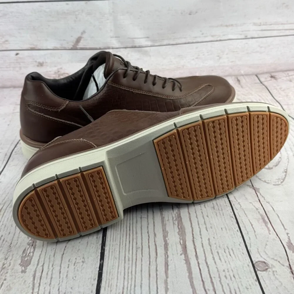 OrthoComfoot Mens Orthopedic Leather Dress Walking Shoes Dark Brown Size 12
